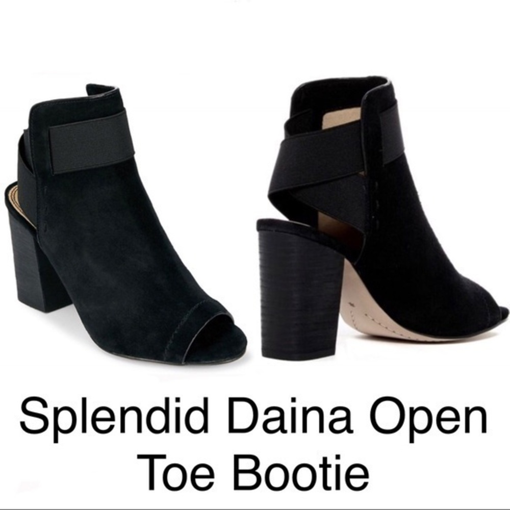 Splendid— Diana open toe suede bootie in black